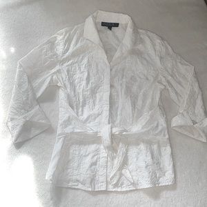 Lafayette 148 - White 3/4 Sleeve Shirt W/ Waist Tie Sz 8